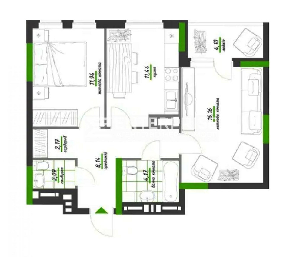 Продаж Квартира 2-кімнатна, 9/17 поверх на вул. Берестейський Киев - изображение 3