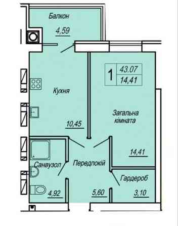 Продаж 1к Квартира 43 кв.м Героїв Десантників 19 Zhytomyr