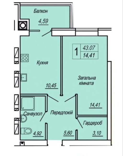 Продаж 1к Квартира 43 кв.м Героїв Десантників 19 Zhytomyr - photo 1
