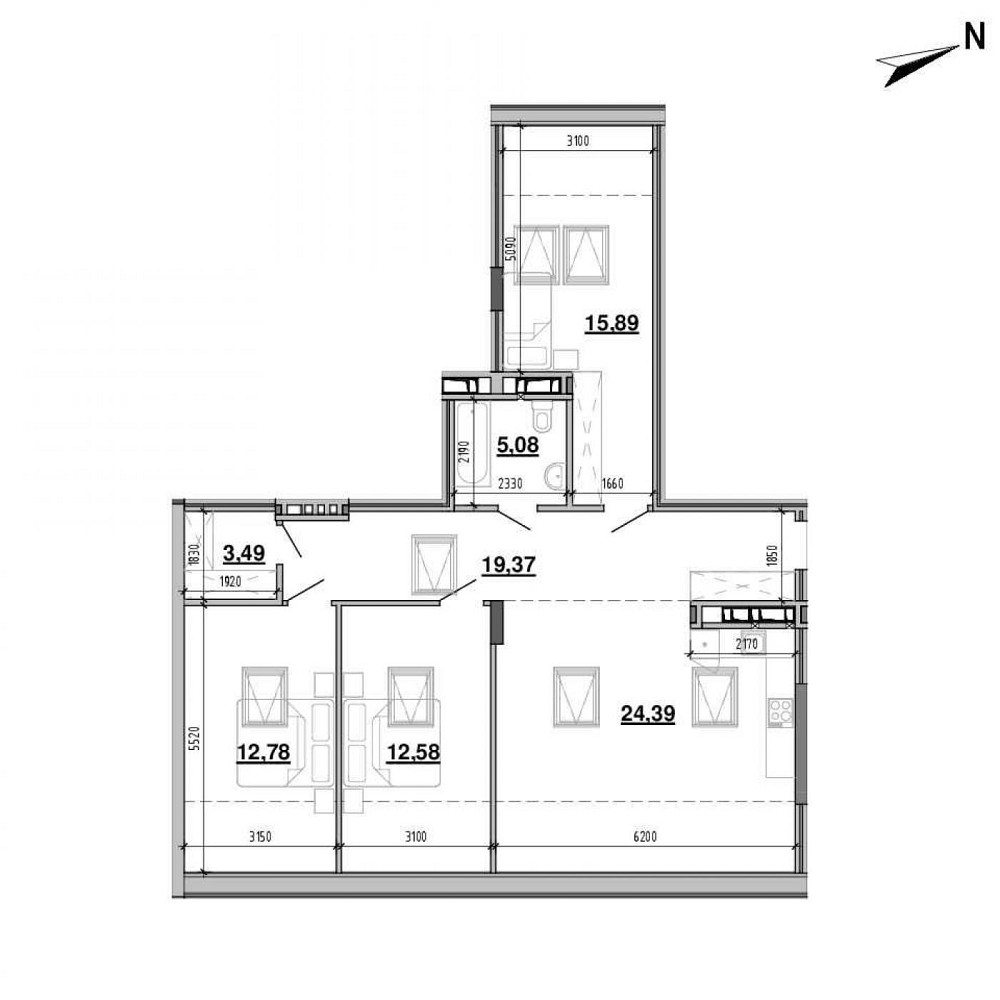 Продаж Квартира 3-кімнатна, 6/6 поверх на вул. Промислова Львів - фото 2