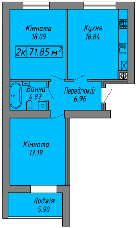 Продаж Квартира 2-кімнатна, 5/10 поверх на вул. Бандери С. Івано-Франківськ