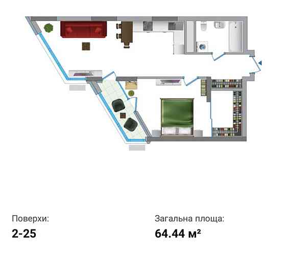 Продаж Квартира 2-кімнатна, 9/25 поверх на Зарічна, 1 Kiev