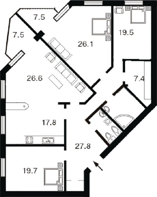 Продаж Квартира 4-кімнатна, 3/9 поверх на Раїси Окіпної вул., д. 4 Kiev - photo 12