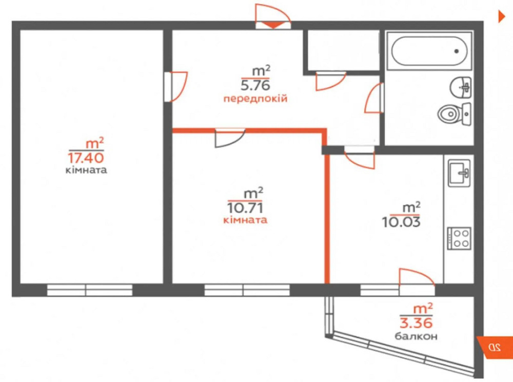 Оренда Квартира 2-кімнатна, 27/27 поверх на Вишняківська, 4 Київ - фото 7