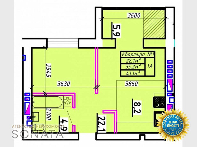 Продаж 1к Квартира 41 кв.м Сумгаитская  - фото 1
