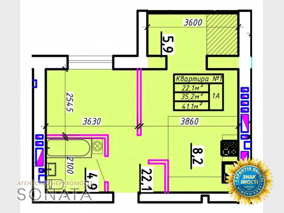 Продаж Квартира 1-кімнатна, 7/9 поверх на Сумгаитская  - фото 1