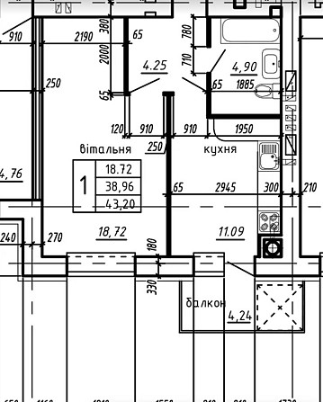 Продаж 1к квартири 43.2 кв. м, Байківці Baikivtsi - photo 3