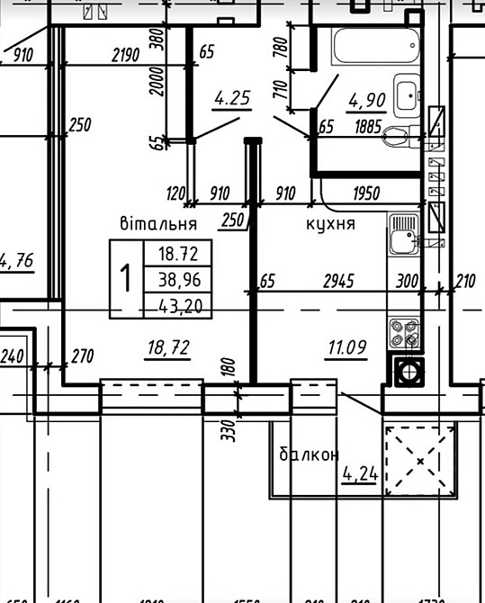 Продаж 1к квартири 43.2 кв. м, Байківці Байківці - фото 3