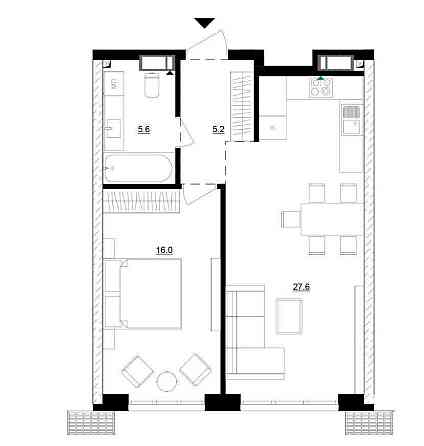 Продаж Квартира 1-кімнатна, 10/26 поверх на Маланюка Євгенія вул., д. 13-17 Киев