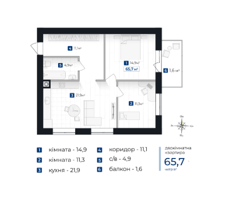 Продаж Квартира 2-кімнатна, 2/6 поверх на Левинського І. вул., 4 Івано-Франківськ