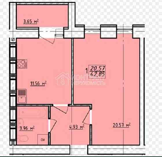 Продаж Квартира 1-кімнатна, 14/16 поверх на вул. Заливна Харьков