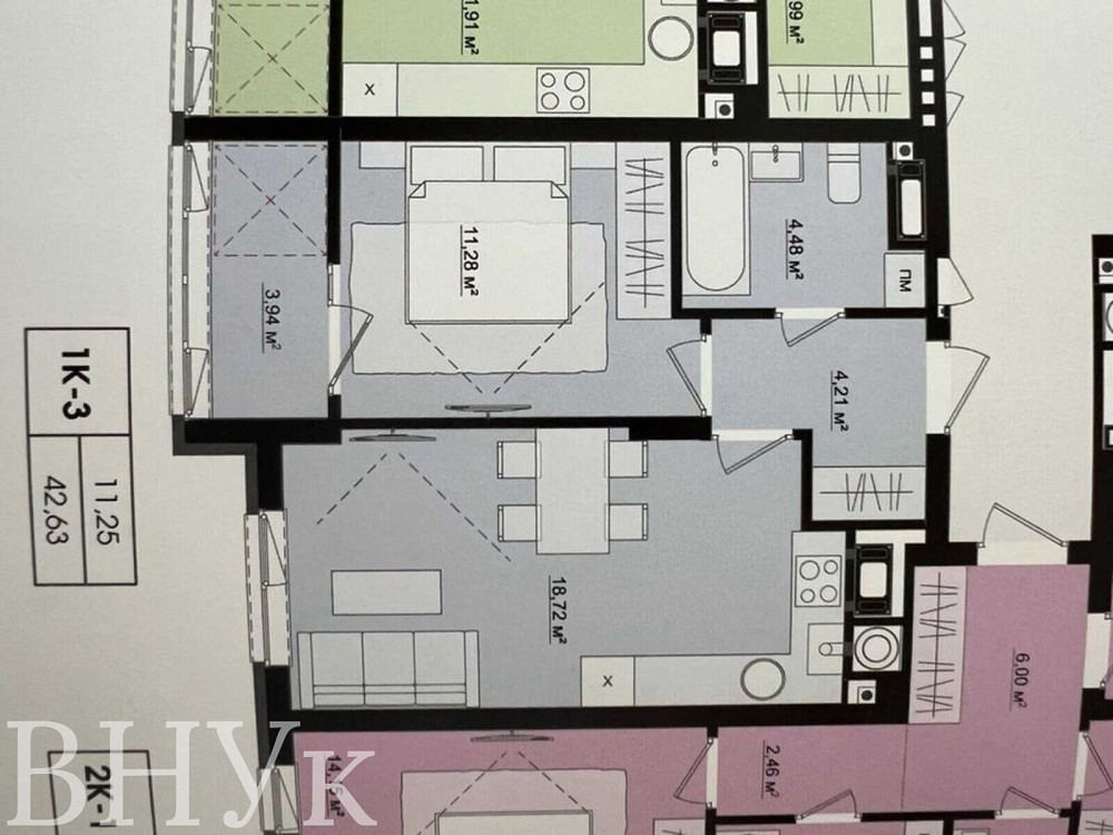 Продаж Квартира 1-кімнатна, 8/8 поверх на Київська Чернівці - фото 16