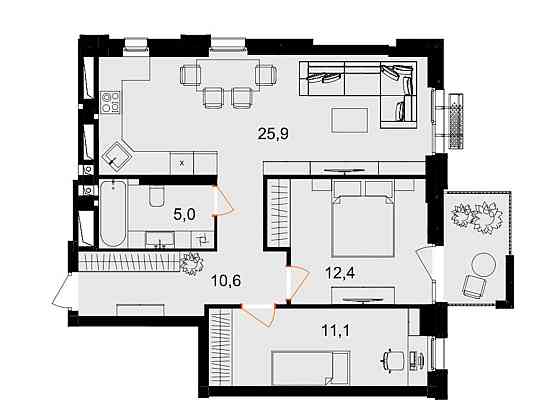 Продаж Квартира 2-кімнатна, 4/20 поверх на Цегельний Vinnytsya