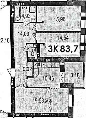 Продаж Квартира 3-кімнатна, 5/9 поверх на Шевченка Vovchynets