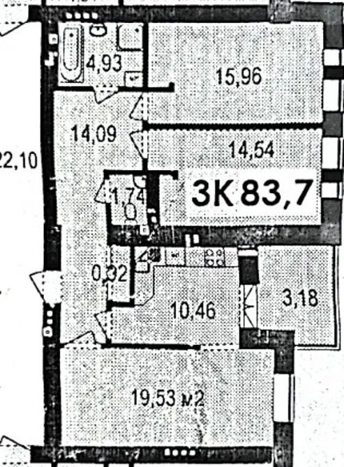 Продаж Квартира 3-кімнатна, 5/9 поверх на Шевченка Vovchynets - photo 2