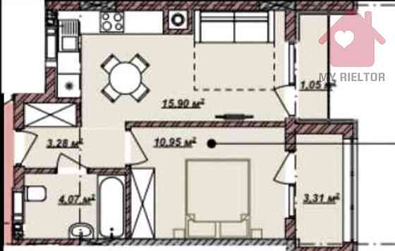 Продаж Квартира 1-кімнатна, 8/8 поверх на Бабяка Uzhhorod