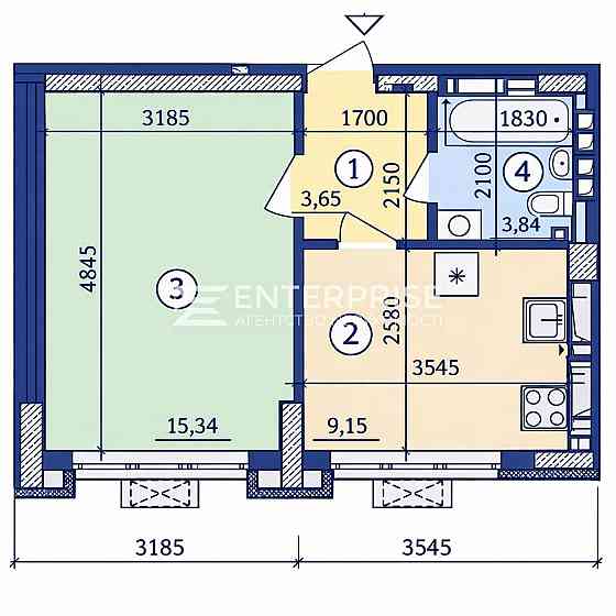 Продаж Квартира 1-кімнатна, 2/25 поверх на вул. Набережно-Рибальська Київ
