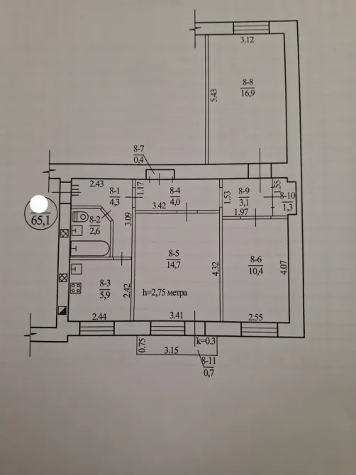 Продаж 3к Квартира 65 кв.м Володимира Антоновича 52 Дніпро - фото 1