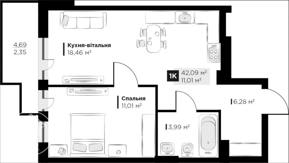 Продаж 1к Квартира 42 кв.м Галицька Vynnyky - photo 2