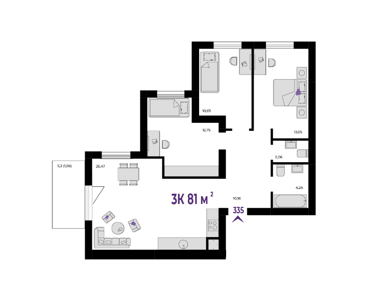 Продаж Квартира 3-кімнатна, 3/6 поверх на вул.Шевченка Vovchynets - photo 4