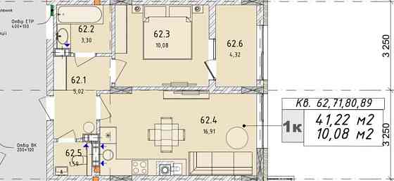 Продаж 1к квартири 41.22 кв. м Horodok