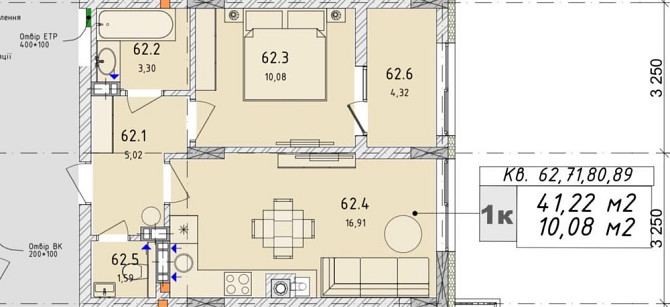 Продаж 1к квартири 41.22 кв. м Городок - фото 6