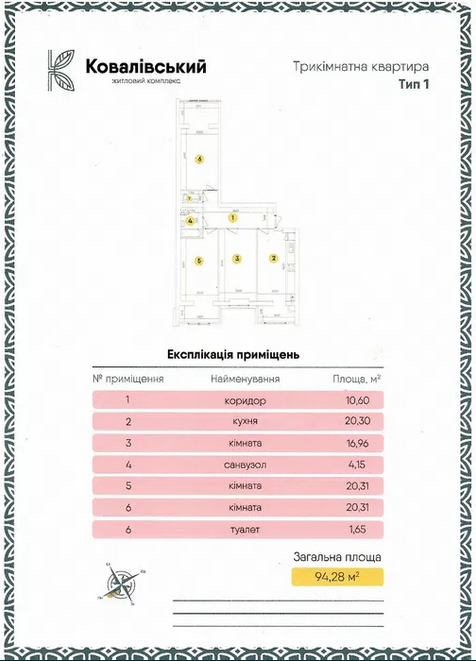 3-к квартира ЖК Ковалівський. Кропивницький - фото 1