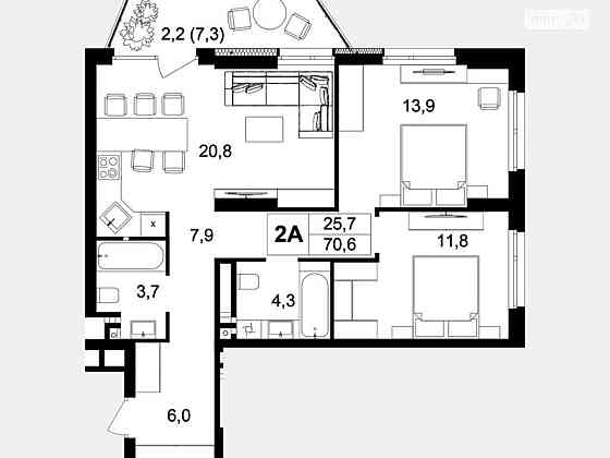 Продаж Квартира 2-кімнатна, 9/20 поверх на провулок Цегельний Винница