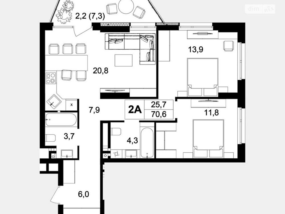 Продаж Квартира 2-кімнатна, 9/20 поверх на провулок Цегельний Вінниця - фото 1