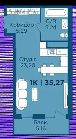 Продаж 1к Квартира 35.3 кв.м URBN Івано-Франківськ - фото 2