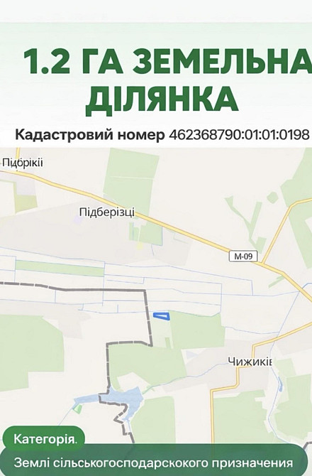 Продаж земельної ділянки 1.2 га Підберізці - фото 1