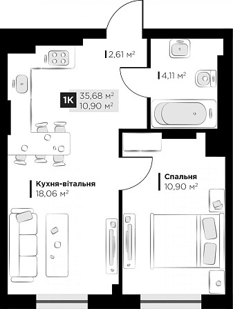 Продаж 1К квартири — Галицька Винники - фото 7