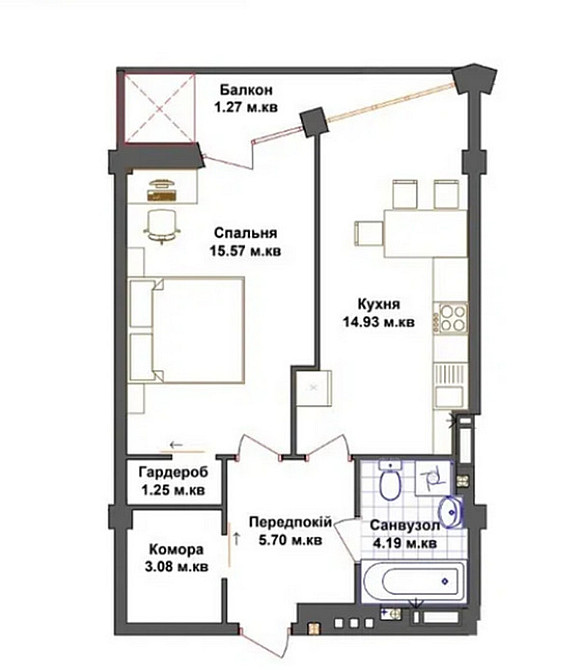Продаж Квартира 1-кімнатна, 5/13 поверх на вул. Тарнавського Генерала Ternopil' - photo 7