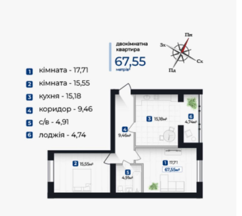 Продаж Квартира 2-кімнатна, 1/10 поверх на вул. Крихівці / Виноградна Івано-Франківськ - фото 2