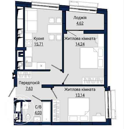 Продаж 2к Квартира 59.4 кв.м Княгині Ольги, 120 Львів