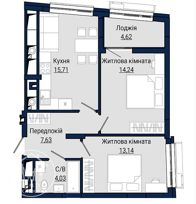 Продаж 2к Квартира 59.4 кв.м Княгині Ольги, 120 Львів - фото 2
