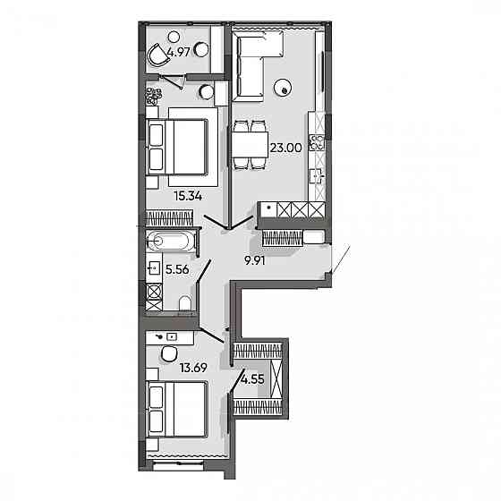 Продаж Квартира 2-кімнатна, 5/8 поверх на вул. Пластова Львов