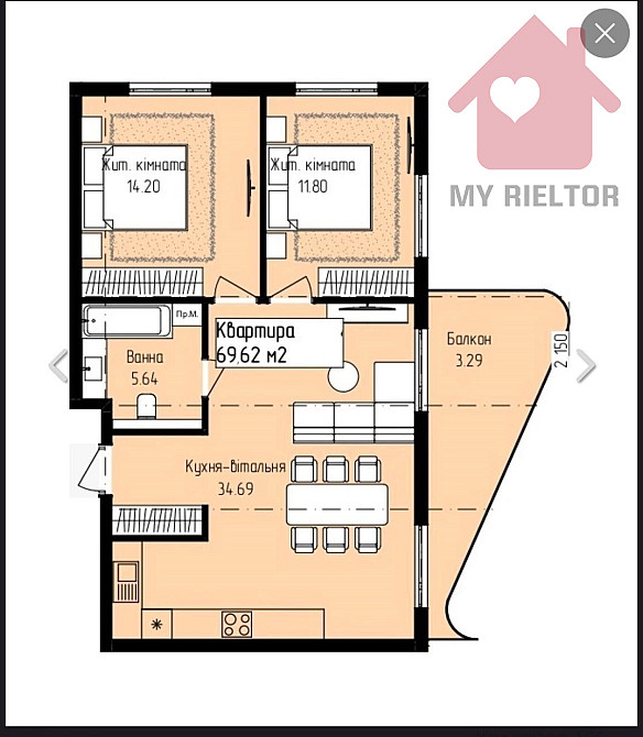 Продаж Квартира 2-кімнатна, 5/13 поверх на Володимирська Ужгород - фото 8