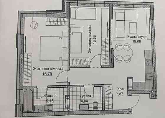 2-кім. з кухнею-вітальнею і 2 ванними в ЖК А+Я. Кропивницький
