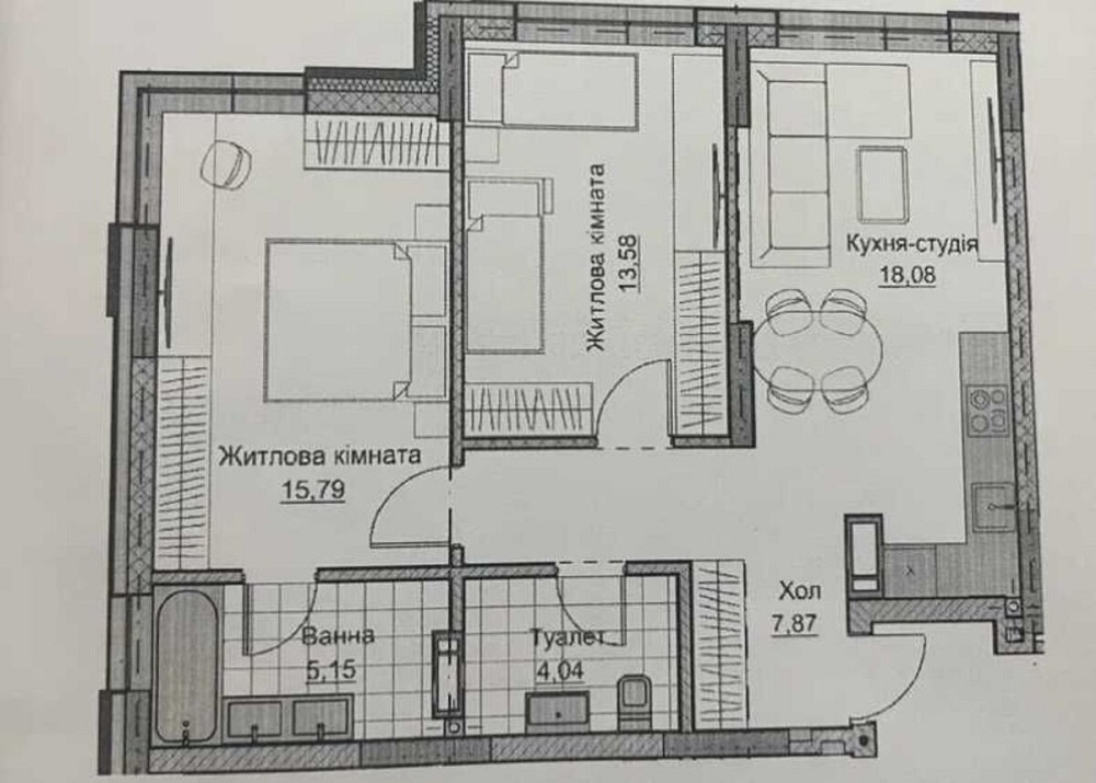 2-кім. з кухнею-вітальнею і 2 ванними в ЖК А+Я. Кропивницький - фото 6