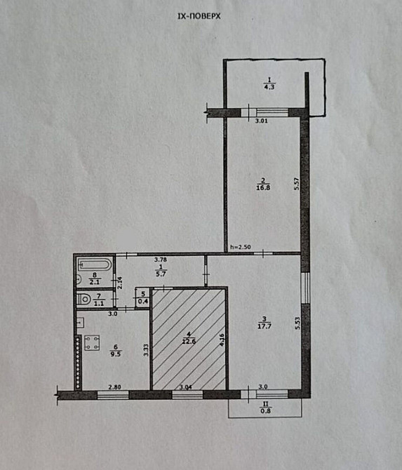Продаж Квартира 3-кімнатна, 9/9 поверх на Малиновского Маршала ул., 36 Дніпро - фото 14