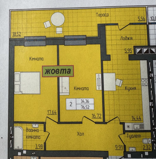 Продаж Квартира 2-кімнатна, 14/14 поверх на вул. Домбровського Житомир - фото 1