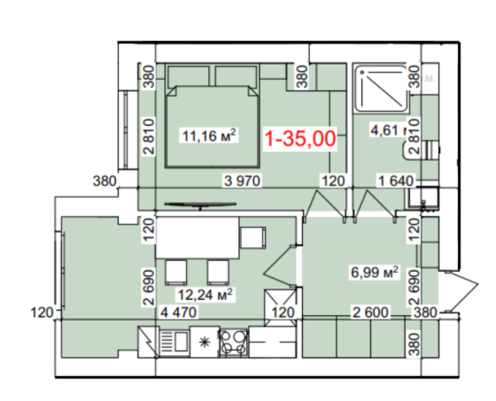 Продаж Квартира 1-кімнатна, 6/6 поверх на Лисенка, 5а Kolomyya