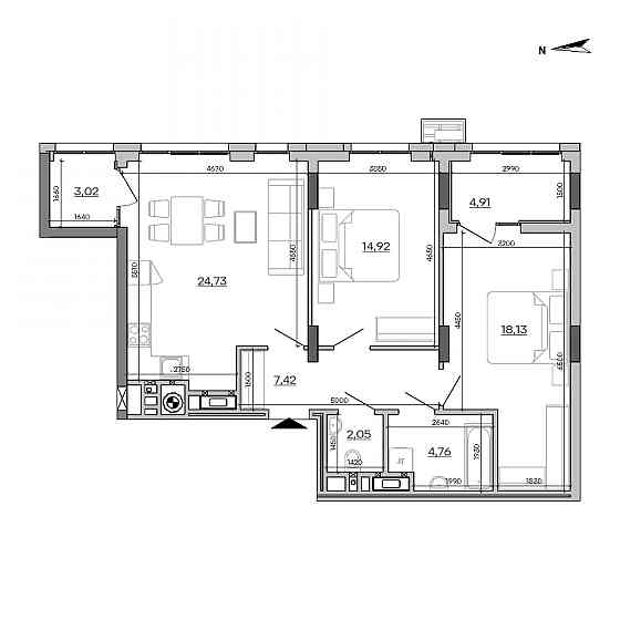 Продаж Квартира 2-кімнатна, 5/7 поверх на вул. Промислова Львов