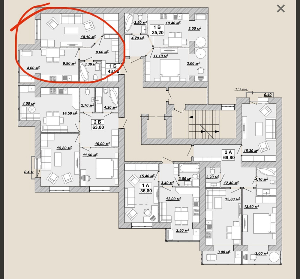 Продаж Квартира 1-кімнатна, 3/12 поверх на вул. Княгинин Івано-Франківськ - фото 7