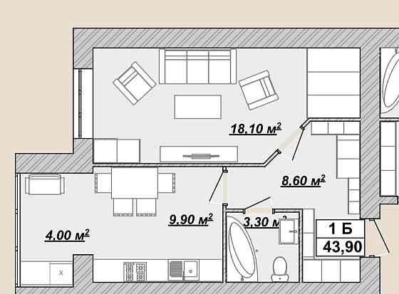Продаж Квартира 1-кімнатна, 3/12 поверх на вул. Княгинин Івано-Франківськ