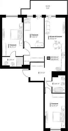 Продаж Квартира 3-кімнатна, 5/5 поверх на вул. Галицька Vynnyky