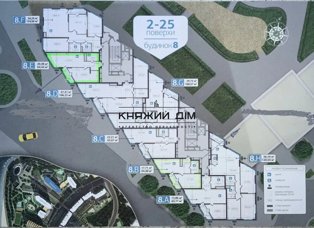 Продаж 1-кімнатної роздільної квартири в ЖК Зарічний, будинок 8, метро Славутич. № 21146539 Київ - фото 2