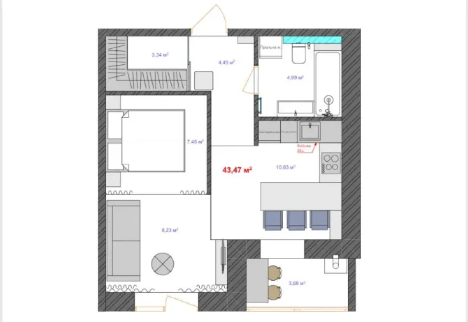 For sale 1-room Apartment 43.5 sq.m містечко мануфактура Ivano-Frankivs'k - photo 4