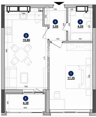 Продаж Квартира 1-кімнатна, 20/26 поверх на вул. Коновальця Євгена Киев